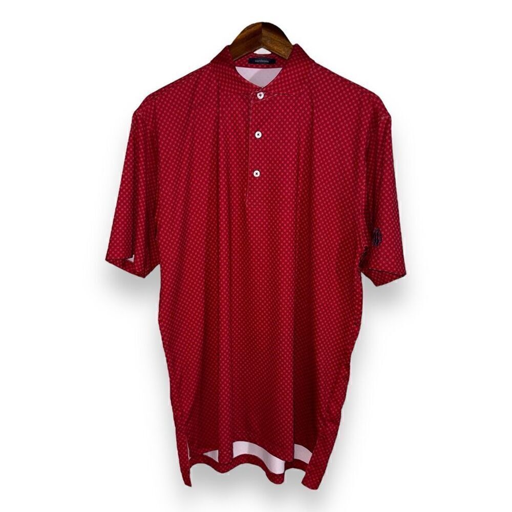 Turtleson Red Micro Dot Performance Golf Polo Shirt Size M